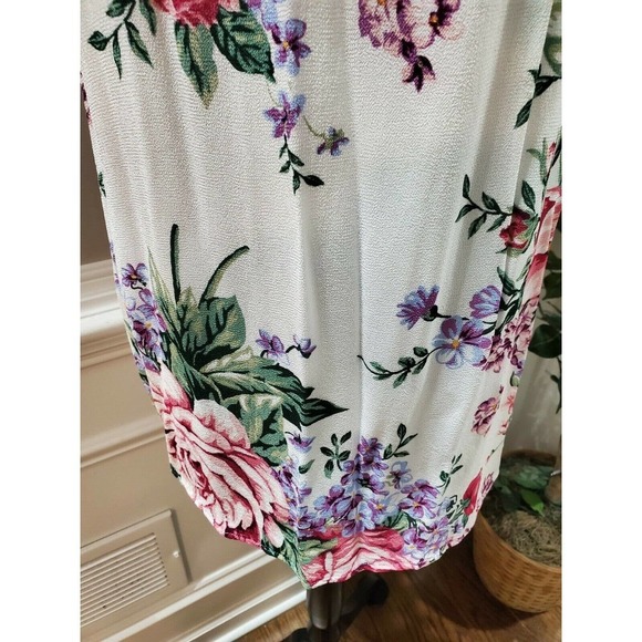 Forever 21 Women White Floral Rayon Halter Neck Sleeveless Knee Length Dress M - Picture 4 of 10
